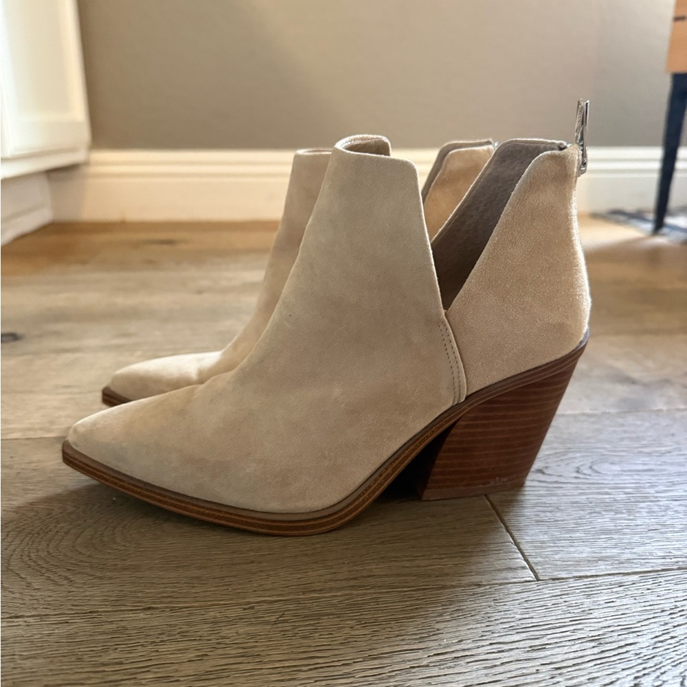 Vince Camuto Beige Suede Ankle Booties